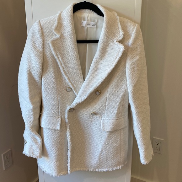 Mango Jackets & Blazers - Ivory/cream tweed blazer